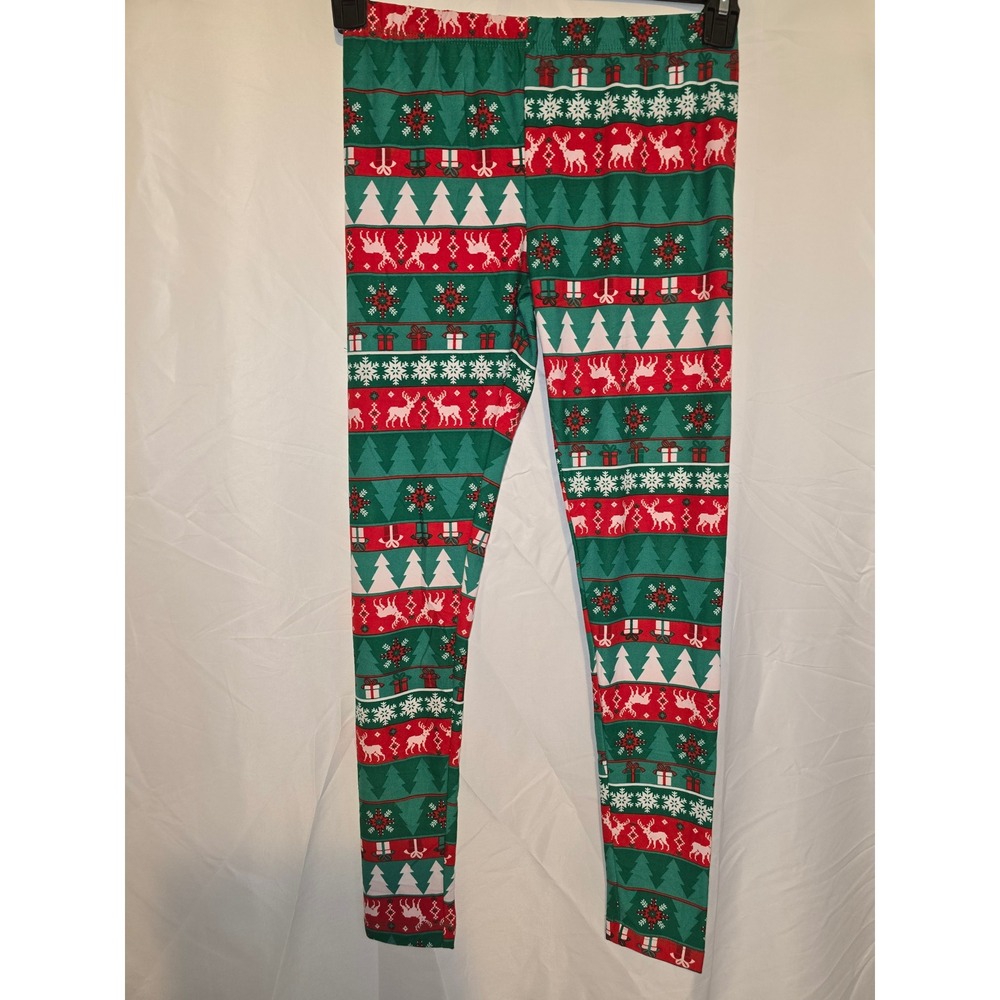 No Boundaries Womens S Small Christmas Reindeer Tree Fair Isle Leggings Pants